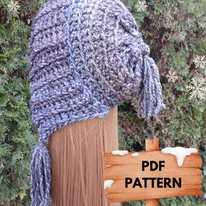 PDF crochet winter hat pattern, crochet winter hat with tassels pattern, crochet winter hood pattern, instant download