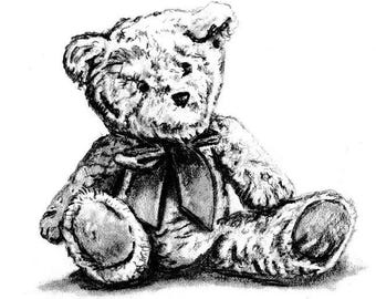 Vintage Teddy Bear — Printable Cards, Nursery Art & Colouring Page | Digital Download