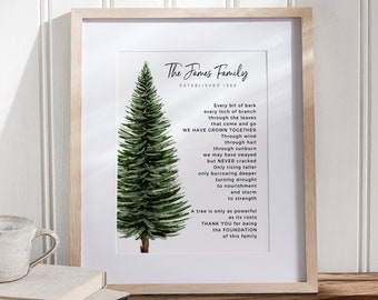 Personalized Grandparent Gift, Family Tree Art Print Poem Grandma, Grandpa, Grandfather, Grandmother, 8x10 or 11x14 in UNFRAMED