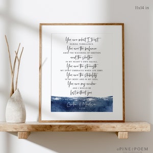 Anniversary Gift for Him, Her, Husband, Wife, Personalized First Paper Love Poem Art Print, 8x10 or 11x14 inches UNFRAMED