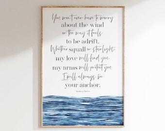 Ocean Nursery Decor Print, Boho Coastal, Nautical Kids Room Poster, Your Anchor Quote, Watercolor Art 8x10, 11x14, or 13x19 in UNFRAMED