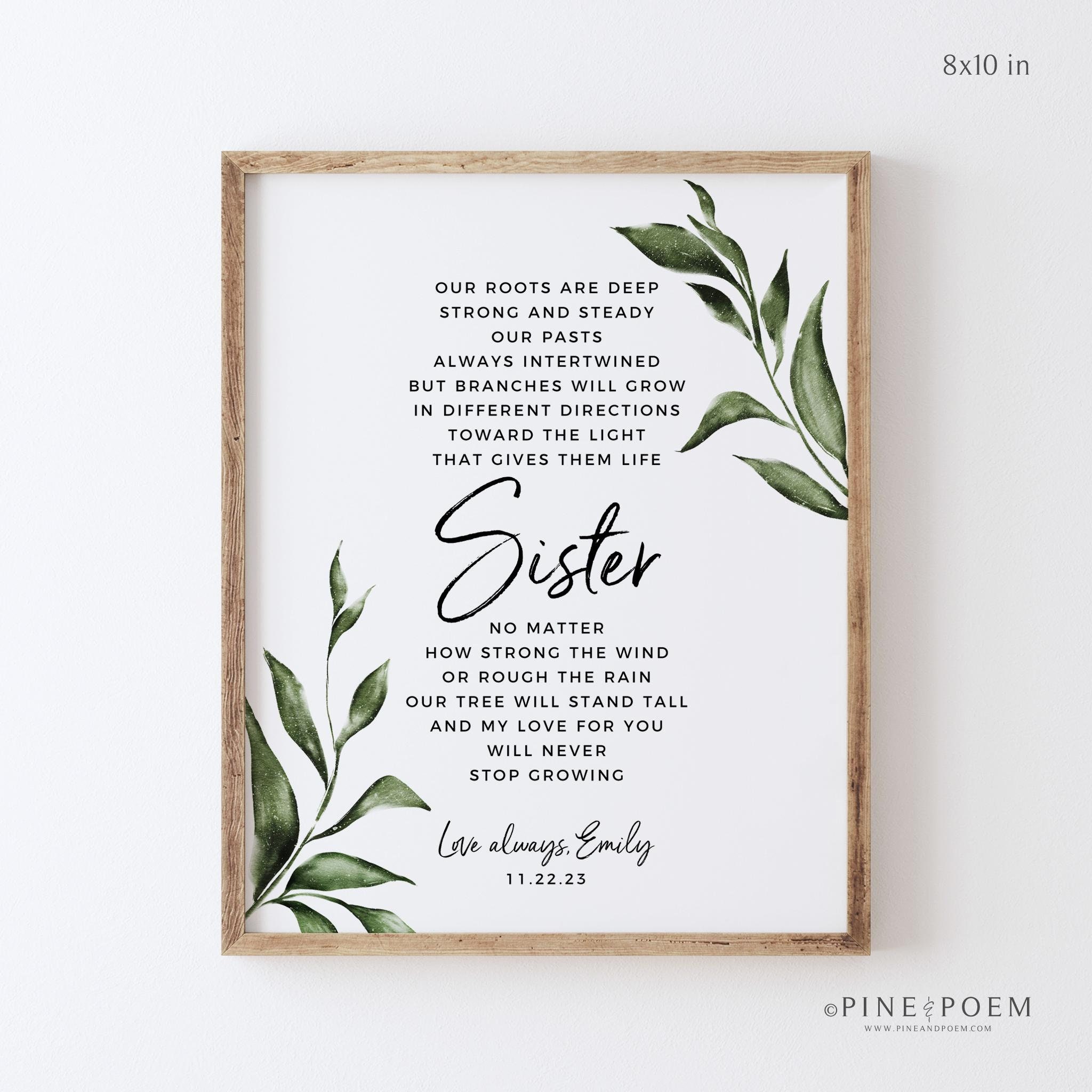 Personalized Sister Poem Art Print: Watercolor Floral Gift (UNFRAMED ...