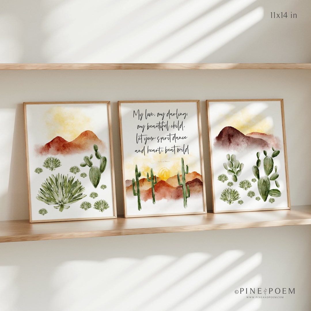 Cactus Nursery Decor, Boho Western Gallery Wall Art Print Set of 3 ...