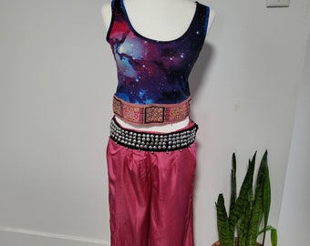 Pink galaxy 2 piece rave set