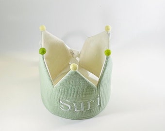 Green Personalized Birthday Crown/Custom Name Crown /First Birthday Crown.