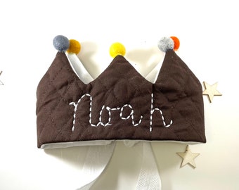 Personalized Birthday Crown/Custom Name Crown /First Birthday Crown/Brown.