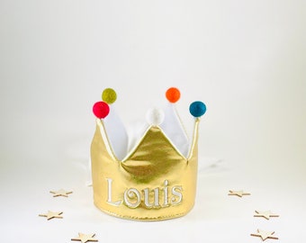 Gold Birthday Crown Personalized Crown 1st Birthday Custom Name Crown.