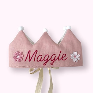 Custom Birthday Crown/Birthday Name Crown /First Birthday Crown/ Linen Crown.