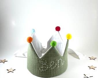 Personalized Birthday Crown/Custom Name Crown /First Birthday Crown/Green.