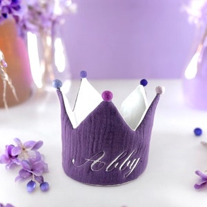 Purple Personalized Birthday Crown/Custom Name Crown /First Birthday Crown/Party Crown. image 1