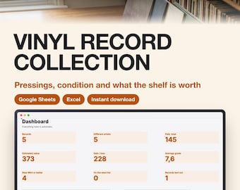 Vinyl Record Collection Tracker Template for Google Sheets and Excel | Album Inventory and Value Log | Download