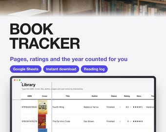 Book Tracker Template for Google Sheets | Reading Log with ISBN Autofill and Book Covers | Instant Download