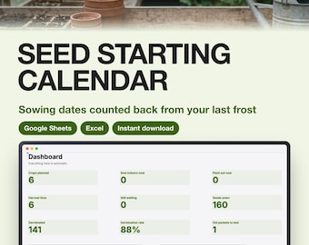 Seed Starting Calendar Template for Google Sheets and Excel | Sowing Schedule by Frost Date | Download