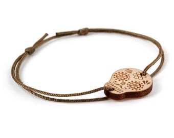 Lasercut wood Calavera bracelet - mexican skull - original gift for your boyfriend - adjustable - unisex jewelry