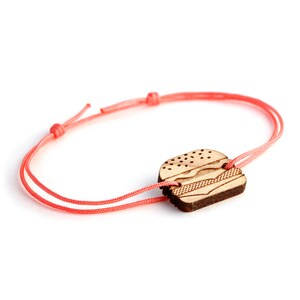 Bracelet Burger - 25 couleurs - bracelet hamburger - longueur réglable - bois érable gravé au laser - bijou unisexe - personnalisable