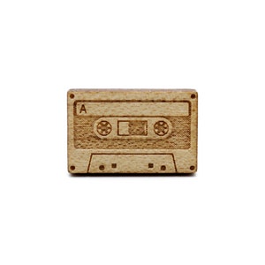 Audio tape ring lasercut maple wood graphic laser jewelry music accessory retro vintage 80's 90's OSFA adjustable image 2