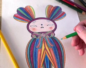 Album de coloriage contenant 40 visuels dessinés par Dorothée Vantorre