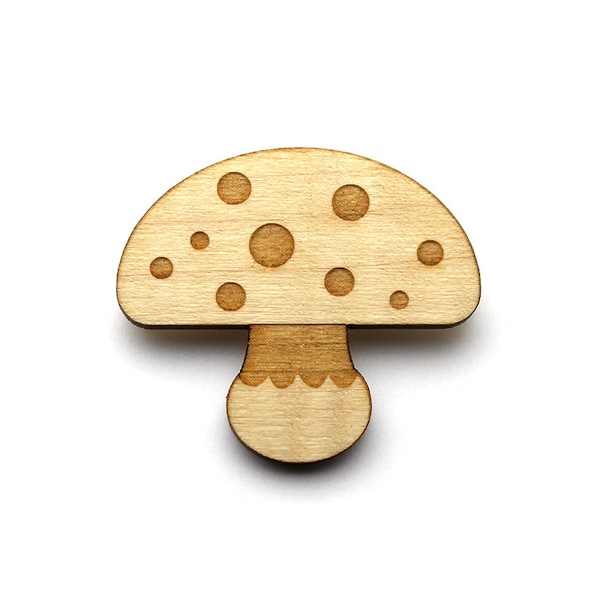 Broche Champignon - broche automne - bijou automnal - bois d'érable gravé au laser - graphique et minimaliste - dans les bois