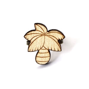 Palm tree ring kitsch palmtree ring graphic summer jewelry holidays jewellery California lasercut maple wood lasercutting image 1