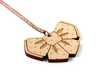 Bowtie necklace - lasercut maple wood - laser - cute pendant - kawaii jewelry - graphic necklace - lasercutting - wooden jewellery