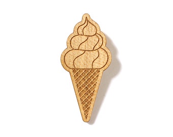 Broche Glace italienne - pin's crème glacée - bijou gourmand rétro kitsch - minimaliste - graphique - bois d'érable découpé au laser