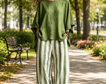 Full Size Solid Color Top and Pants Set Plus Size