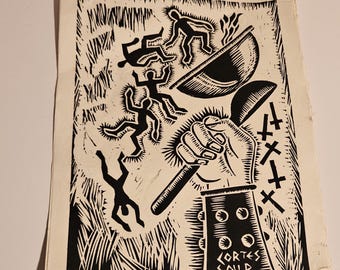 Stanley Greaves Signed Linocut Cortes Soup 1998, Limited Edition Caribbean Art, Guyanese Barbados Artist, Original Print