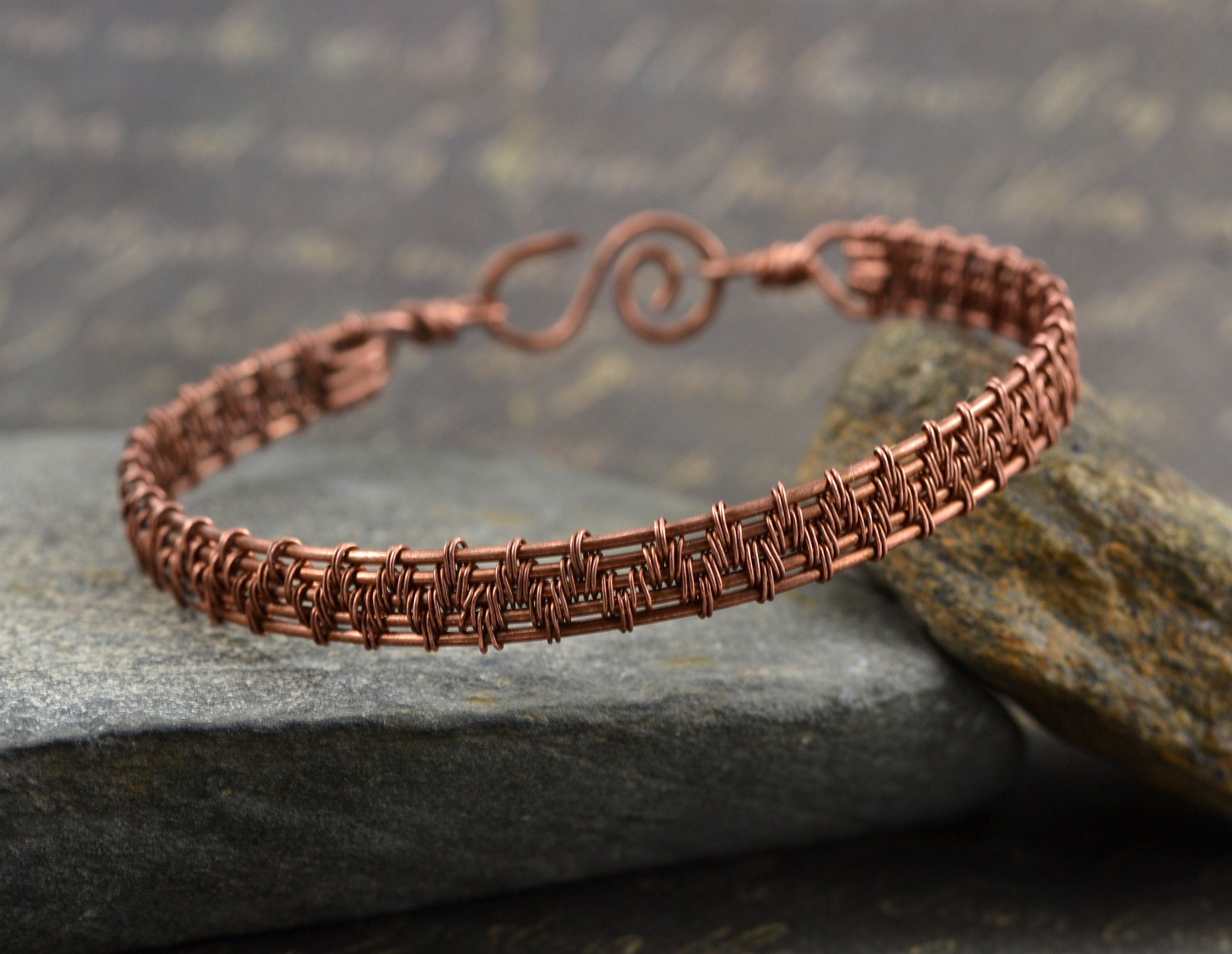 Copper Wire Woven Bracelet for Men or Women Rustic Wire Weave Etsy