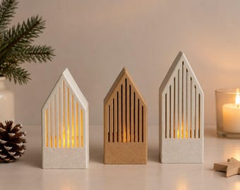 3D printed houses - Christmas/winter decorations with LED lights