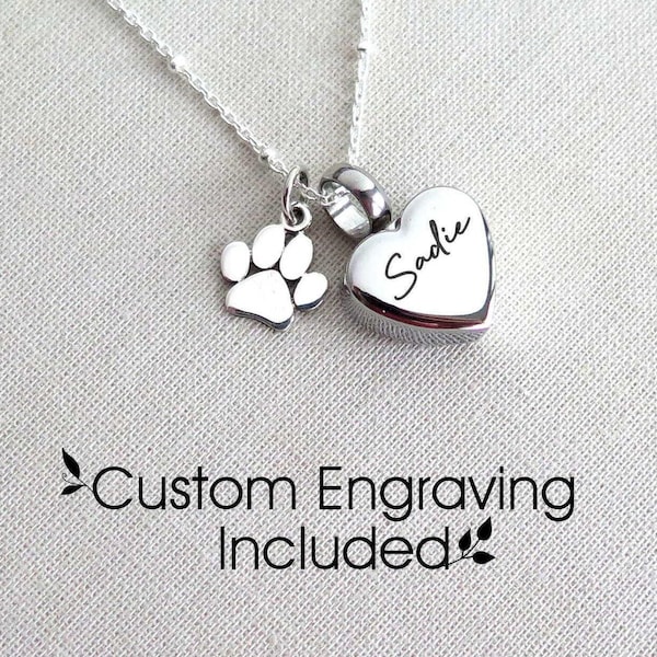 Dog Ashes Necklace, Custom Pet Ashes Necklace - Heart Cremation Jewelry & Memorial Gift