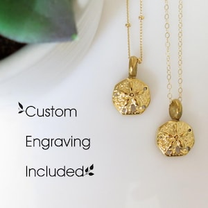 Tiny Sand Dollar Cremation Shell Urn Necklace in Gold- Beach Ashes Memorial Jewelry for  Human or Pet Memorial