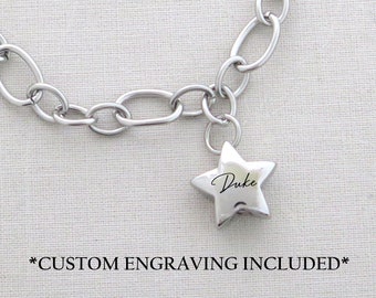 Urn Bracelet, Cremation Bracelet, Pet Loss Gifts, Pet Memorial Jewelry, Personalized Charm Bracelet, Silver Cremation Bracelet, Human Ashes