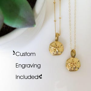 Tiny Sand Dollar Cremation Shell Urn Necklace in Gold- Beach Ashes Memorial Jewelry for  Human or Pet Memorial