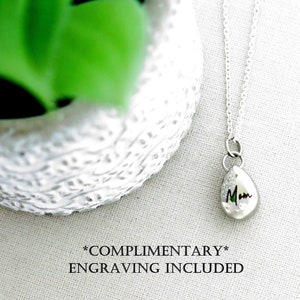 Personalized Tiny Sterling Silver Teardrop Urn Ashes Necklace for Human or Pet Ashes - Custom Engraved Cremation Jewelry