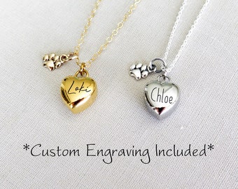 Pet Urn Necklace, Dog Ashes Necklace, Pet Cremation Jewelry, Pet Memorial Gift, Pet Ashes Jewelry, Gold Heart Cremation Necklace