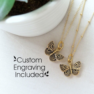 Gold Butterfly Cremation Urn Necklace: Personalized Memorial Ash Keepsake