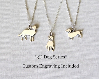 Dog Lovers Necklace, Engraved Sterling Silver Dog Necklace, Golden Retriever Gifts, Dog Lover Gifts, Dog Mom, Pug, Yorkie, Dachsund, Pitbull