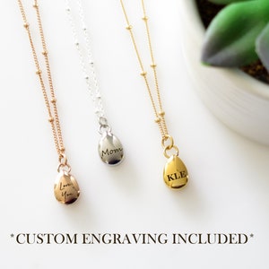 Personalized Custom Engraved Teardrop Urn Necklace, Rose Gold Urn Necklace for Human Ashes, Cremation Jewelry Necklace, Ashes Necklace, Gold