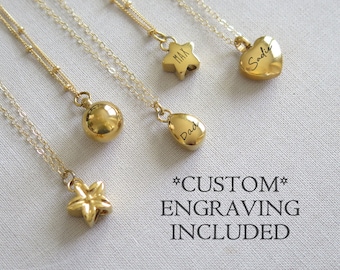 Cremation Jewelry Necklace, Urn Necklace for Human Ashes & Pet Ashes Necklace, Gold Cremation Necklace, Engraved Urn Necklace, Gold Filled