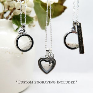 Glass Memorial Locket Necklace for Ashes - Sterling Silver Keepsake Jewelry for Pet or Human