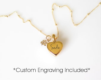 Personalized Pet Urn Necklace: Gold Heart Cremation Jewelry for Memorial & Remembrance