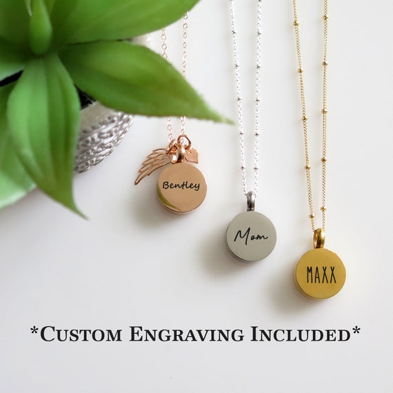 Etched Cylinder Cremation Jewelry | Remembrance Necklaces & Pendants for  Ashes
