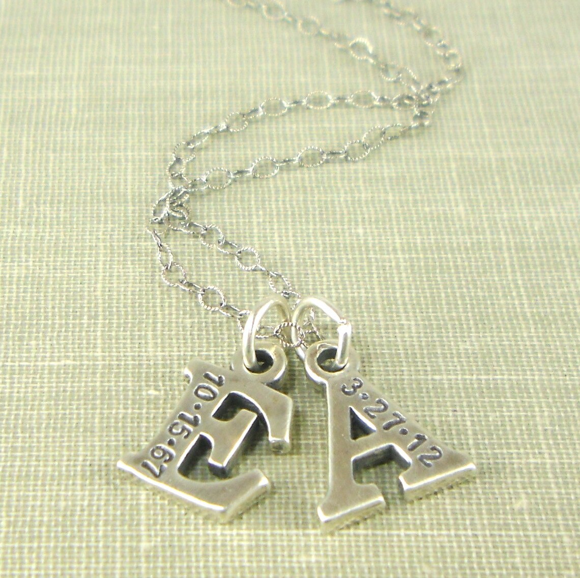 Custom Dated Initial 2 Letter Initial Necklace Custom Etsy