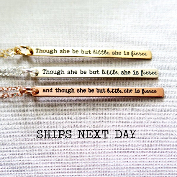 Book Lover Gifts, Literary Gifts, And Though She Be But Little She Is Fierce Necklace, Encouragement Gift, College Graduation Gift For Her