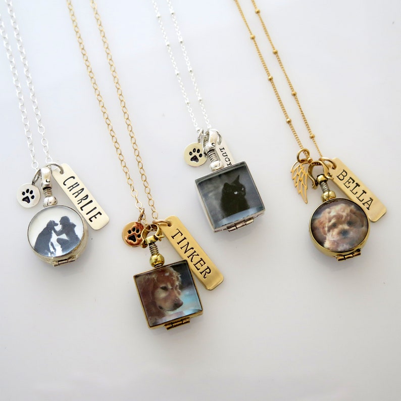 Animal Lockets Personalized Pet Memorial Glass Locket Necklace - Photo Keepsake ...