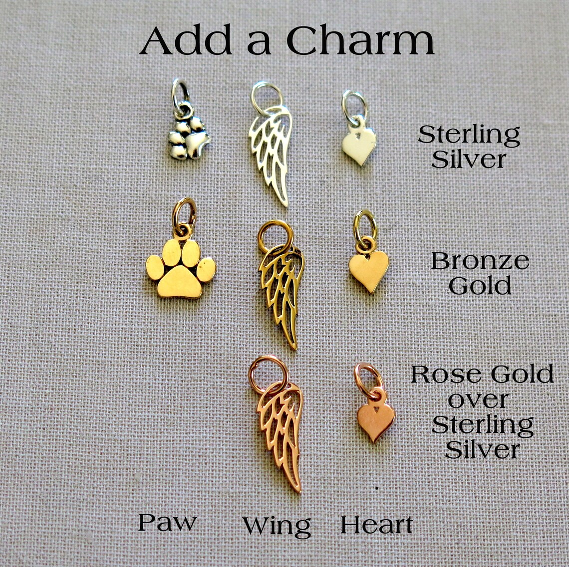 ADD ON ONLY Sterling Silver Bronze Gold Rose Gold Charms Etsy