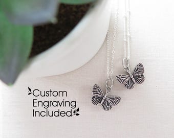 Personalized Sterling Silver Butterfly Cremation Necklace: Keepsake Memorial Jewelry for Loved Ones