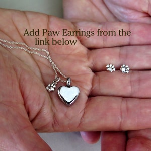 Pet Urn Necklace, Cremation Jewelry, Pet Memorial Jewelry, Heart Cremation Necklace, Pet Loss Gifts, Pet Urn Ashes, Ashes Necklace, Earrings image 4