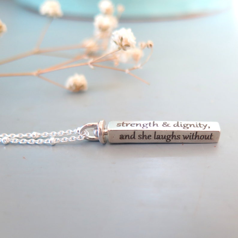 Proverbs 31 25 bible verse necklace scripture necklace etsy