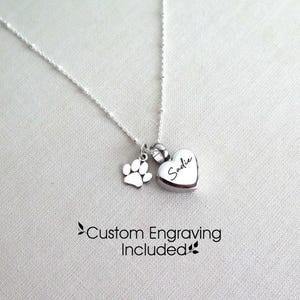 Dog Ashes Necklace, Custom Pet Ashes Necklace - Heart Cremation Jewelry & Memorial Gift image 1